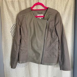 Lucky Brand leather & linen Moto jacket